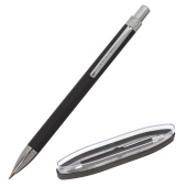 Ручка подарочная шариковая BRAUBERG "Allegro", СИНЯЯ, корпус черный с хромированными деталями, линия письма 0,5 мм, 143491 за 266 ₽. Ручки бизнес-класса.  Доставка по РФ. Без переплат!