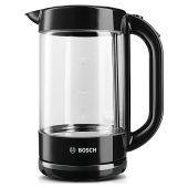 Чайник BOSCH TWK70B03, 1,7 л, 2400 Вт, закрытый нагревательный элемент, стекло, черный за 11&nbsp;880 ₽. Чайники.  Доставка по РФ. Без переплат!