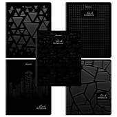 Тетрадь А5, 48 л., BRAUBERG, скоба, клетка, матовая ламинация, выборочный лак, "Black" (микс в спайке), 404375 за 50 ₽. Тетради 40-48 листов.  Доставка по РФ. Без переплат!