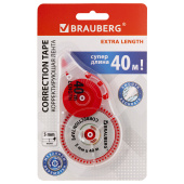 Корректирующая лента BRAUBERG EXTRA LENGTH, 5 мм х 40 м, механизм перемотки, корпус прозрачный, блистер, 272502 за 155 ₽. Корректирующие ленты.  Доставка по РФ. Без переплат!