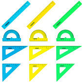 Набор чертежный малый ПИФАГОР (линейка 16 см, 2 треугольника, транспортир), неоновый, европодвес, 210625 за 36 ₽. Наборы чертежные.  Доставка по РФ. Без переплат!