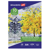 Папка для акварели А4, 10 л., 270 г/м2, мелкое зерно, BRAUBERG ART CLASSIC, "Осенняя аллея", 114397 за 73 ₽. Альбомы и бумага для акварели и масла.  Доставка по РФ. Без переплат!
