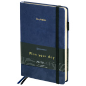 Ежедневник недатированный А5 138x213 мм, BRAUBERG "Velvet", резинка, держатель, 160 л., синий, 116243 за 457 ₽. Ежедневники с покрытием "под кожу и ткань".  Доставка по РФ. Без переплат!