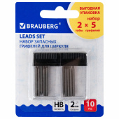 Грифели запасные для циркуля BRAUBERG, набор 2 тубы по 5 шт. (10 шт. х 24 мм), HB, 2 мм, блистер, 210354 за 63 ₽. Наборы запасных грифелей для циркулей.  Доставка по РФ. Без переплат!
