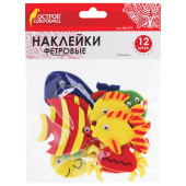 Наклейки из фетра "Рыбки", 12 шт., ассорти, ОСТРОВ СОКРОВИЩ, 661475 за 121 ₽. Наклейки для творчества.  Доставка по РФ. Без переплат!