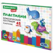 Пластилин классический BRAUBERG KIDS, 45 цветов, 630 г, стек, ВЫСШЕЕ КАЧЕСТВО, 106680 за 488 ₽. Пластилин.  Доставка по РФ. Без переплат!