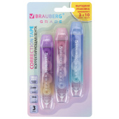 Корректирующая лента двусторонняя BRAUBERG "GRADE PASTEL", 5 мм x 10 м, КОМПЛЕКТ 3 штук, 273026 за 368 ₽. Корректирующие ленты.  Доставка по РФ. Без переплат!
