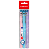 Ручки гелевые с грипом BRAUBERG "VIVID PASTEL", СИНИЕ, НАБОР 3 ШТ., игольчатый узел 0,5 мм, линия письма 0,35 мм, 144540 за 172 ₽. Ручки гелевые неавтоматические.  Доставка по РФ. Без переплат!