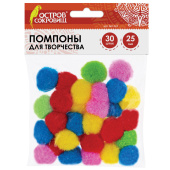 Помпоны для творчества, 5 цветов, 25 мм, 30 шт., ОСТРОВ СОКРОВИЩ, 661424 за 82 ₽. Помпоны для творчества.  Доставка по РФ. Без переплат!