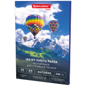 Фотобумага матовая, А4, 230 г/м2, односторонняя, 50 листов, BRAUBERG EXTRA, 364488 за 343 ₽. Фотобумага.  Доставка по РФ. Без переплат!