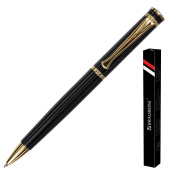 Ручка подарочная шариковая BRAUBERG "Perfect Black", корпус черный, узел 1 мм, линия письма 0,7 мм, синяя, 141416 за 363 ₽. Ручки бизнес-класса.  Доставка по РФ. Без переплат!