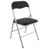 Стул складной BRABIX "Golf CF-007", серебристый каркас, кожзам чёрный, 532891 за 2 607 ₽. Стулья для персонала и посетителей.  Доставка по РФ. Без переплат!