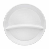 Одноразовые тарелки 2-х секционные КОМПЛЕКТ 100 шт. 210 мм, белые, ПС, холодное/горячее, LAIMA БЮДЖЕТ, 608770 за 403 ₽. Тарелки одноразовые.  Доставка по РФ. Без переплат!