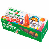 Восковые мелки фигурные BRAUBERG KIDS "РАКЕТА", НАБОР 12 цветов + НАКЛЕЙКИ В ПОДАРОК, 273082 за 177 ₽. Мелки восковые.  Доставка по РФ. Без переплат!