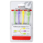 Кабель для зарядки 3 в 1 USB 2.0-Micro USB/Type-C/Lightning, 1 м, SONNEN, медь, 513562 за 372 ₽. Кабели USB 3 в 1.  Доставка по РФ. Без переплат!