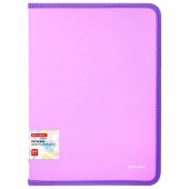 Папка объемная на молнии пластиковая BRAUBERG PASTEL, А4, 330х240 мм, 600 мкм, цвет лиловый, 271971 за 254 ₽. Папки пластиковые на молнии.  Доставка по РФ. Без переплат!