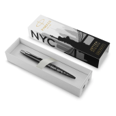 Ручка шариковая PARKER "Jotter New York Black CT", корпус черный лак, детали из нержавеющей стали, синяя, 2187554 за 4&nbsp;634 ₽. Ручки шариковые подарочные.  Доставка по РФ. Без переплат!