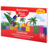 Пластилин классический BRAUBERG "МАГИЯ ЦВЕТА NEW", 18 цветов, 360 грамм, стек, ВЫСШЕЕ КАЧЕСТВО, 106427 за 168 ₽. Пластилин.  Доставка по РФ. Без переплат!