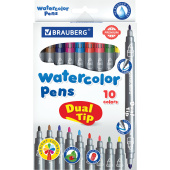 Фломастеры двусторонние BRAUBERG "PREMIUM" "DUAL-TIP", 10 шт., 10 цветов, два наконечника, картонная коробка с европодвесом, 151946 за 226 ₽. Фломастеры классические.  Доставка по РФ. Без переплат!