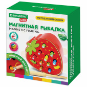 Сортер-рыбалка магнитный деревянный развивающий "Клубника", BRAUBERG KIDS, 665245 за 611 ₽. Игрушки развивающие.  Доставка по РФ. Без переплат!
