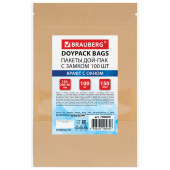 Пакеты дой-пак с замком ZIP LOCK, крафт с окном 50 мм, 120х200 + 40 мм, КОМПЛЕКТ 100 штук, 150 мкм, BRAUBERG, 700689 за 735 ₽. Пакеты с замком "зиплок".  Доставка по РФ. Без переплат!