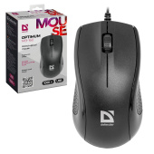 Мышь проводная DEFENDER Optimum MB-160, USB, 2 кнопки + 1 колесо-кнопка, оптическая, черная, 52160 за 201 ₽. Мыши проводные компьютерные.  Доставка по РФ. Без переплат!