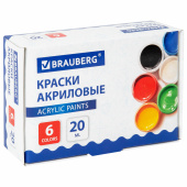 Краски акриловые для рисования и творчества 6 цветов по 20 мл, BRAUBERG, 192562 за 165 ₽. Краски акриловые для рисования и хобби.  Доставка по РФ. Без переплат!