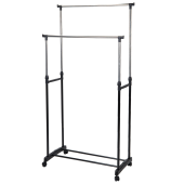 Вешалка для плечиков двухъярусная BOOMHOUSE (БУМХАУС) GR-003 (900-1600x800x400 мм), пластик/металл, черный/хром, 701438 за 1&nbsp;028 ₽. Вешалки-стойки.  Доставка по РФ. Без переплат!