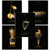 Тетрадь А5, 48 л., BRAUBERG, скоба, клетка, матовая ламинация, фольга, "Black&Gold" (микс в спайке), 404370 за 55 ₽. Тетради 40-48 листов.  Доставка по РФ. Без переплат!