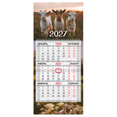 Календарь квартальный 2027 г., 1 блок, 1 гребень, бегунок, МИНИ, офсет, BRAUBERG, "Символ года", 118356 за 95 ₽. Календари настенные.  Доставка по РФ. Без переплат!