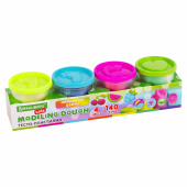 Пластилин-тесто для лепки BRAUBERG KIDS, 4 цвета, 560 г, яркие неоновые цвета, крышки-штампики, 106716 за 313 ₽. Пластилин.  Доставка по РФ. Без переплат!