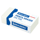 Ластик BRAUBERG "Original", 38х20х10 мм, белый, прямоугольный, картонный держатель, 228073 за 14 ₽. Ластики классические.  Доставка по РФ. Без переплат!