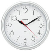 Часы настенные TROYKATIME (TROYKA) 21270212, круг, белые, серебристая рамка, 24,5х24,5х3,1 см за 710 ₽. Часы офисные. Доставка по РФ. Без переплат!