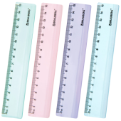 Линейка пластиковая 15 см BRAUBERG "PASTEL", тонированная, ассорти, 117012 за 22 ₽. Линейки.  Доставка по РФ. Без переплат!