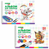 Альбом для акварели А4 24 л., бумага 180 г/м2, гребень, обложка картон, BRAUBERG KIDS, "Pets" (2 вида), 106712 за 142 ₽. Альбомы и папки для рисования.  Доставка по РФ. Без переплат!