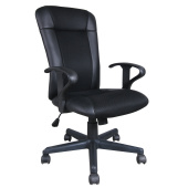 Кресло BRABIX "Optima MG-370", с подлокотниками, экокожа/ткань, черное, 531580 за 9 775 ₽. Кресла для персонала. Доставка по РФ. Без переплат!
