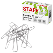 Скрепки STAFF, 25 мм, оцинкованные, треугольные, 100 шт., в картонной коробке, 270442 за 18 ₽. Скрепки канцелярские.  Доставка по РФ. Без переплат!