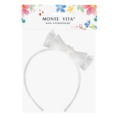 Ободок для волос с бантиком, ширина 1 см, белый, MONTE VITA (МОНТЕ ВИТА), 457940 за 112 ₽. Ободки для волос.  Доставка по РФ. Без переплат!