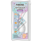 Набор чертежный FUNSTER (ФАНСТЕР), линейка 20 см, 2 треугольник, транспортир, "ЗВЕРУШКИ", пенал, 210914 за 111 ₽. Наборы чертежные.  Доставка по РФ. Без переплат!