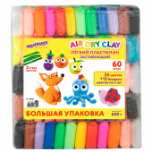 Пластилин супер лёгкий воздушный застывающий 60 штук (36 цветов + 12х2 базовых), 600 г, 3 стека, ЮНЛАНДИЯ, 106981 за 478 ₽. Пластилин.  Доставка по РФ. Без переплат!
