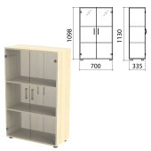 Шкаф закрытый со стеклом "Канц", 700х335х1130 мм, цвет дуб молочный (КОМПЛЕКТ) за 15&nbsp;201 ₽. Набор мебели "Канц Микс".  Доставка по РФ. Без переплат!