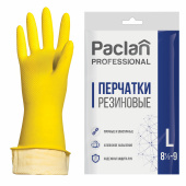 Перчатки МНОГОРАЗОВЫЕ латексные PACLAN "Professional", хлопчатобумажное напыление, размер L (большой), желтые за 96 ₽. Перчатки латексные и резиновые.  Доставка по РФ. Без переплат!