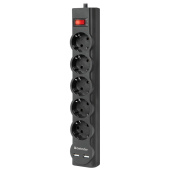 Сетевой фильтр DEFENDER DFS 753, 5 розеток, 2 разъема USB, 3 м, черный, 99753 за 860 ₽. Сетевые фильтры.  Доставка по РФ. Без переплат!