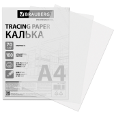 Калька А4 ВЫСОКОЙ ПРОЗРАЧНОСТИ, ПЛОТНАЯ, для печати и творчества, 70 г/м2, 100 листов, BRAUBERG, 116642 за 964 ₽. Калька.  Доставка по РФ. Без переплат!
