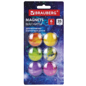 Магниты стеклянные 35 мм для досок магнитно-маркерных, НАБОР 6 шт., "3D Планеты", BRAUBERG Glass, круглые, блистер, 272517 за 207 ₽. Магниты для досок.  Доставка по РФ. Без переплат!