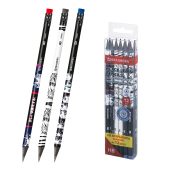 Набор карандашей чернографитных с принтом BRAUBERG "MANGA", 12 штук, HB, с ластиком, корпус ассорти, 182037 за 131 ₽. Карандаши чернографитные.  Доставка по РФ. Без переплат!