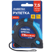 Рулетка измерительная 7,5 м х 25 мм, обрезиненный корпус, 3 фиксатора, RABBITEX (РАББИТЕКС) Special, 671355 за 239 ₽. Рулетки.  Доставка по РФ. Без переплат!