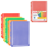 Папки-файлы с перфорацией БОЛЬШОЙ ВМЕСТИМОСТИ до 250 листов, ЦВЕТНЫЕ, А4, КОМПЛЕКТ 5 шт., STAFF, 274081 за 340 ₽. Папки перфорированные.  Доставка по РФ. Без переплат!