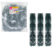 Мишура КОМПЛЕКТ 3 штуки, диаметр 100 мм, длина 2 м, зеленая с белыми кончиками, 592217 за 238 ₽. Мишура, дождик, гирлянды.  Доставка по РФ. Без переплат!