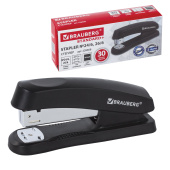 Степлер №24/6, 26/6 BRAUBERG "Standard+", до 30 листов, черный, 228608 за 229 ₽. Степлеры настольные.  Доставка по РФ. Без переплат!